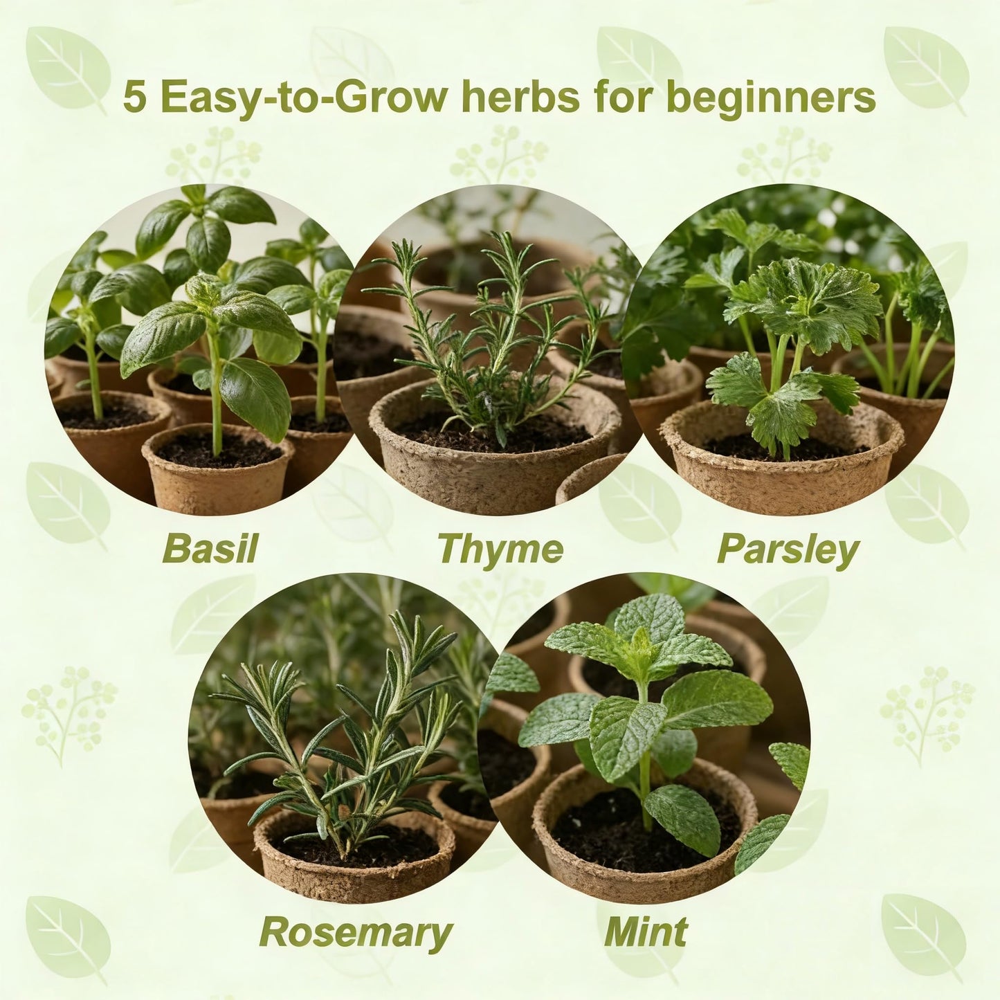 5 Herb Garden Kit with Wooden Box – Basil, Thyme, Parsley, Rosemary, Mint – Windowsill Herb Garden for Kitchen – Mother’s Day Gift for Mom, Gardening Gift for Women – Birthday Housewarming