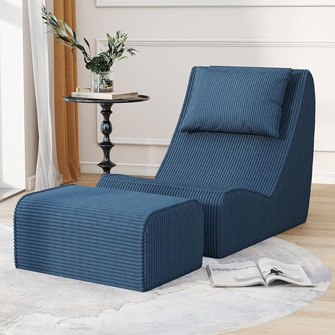 Giant Bean Bag Chair for Adults, Corduroy Chaise Lounge