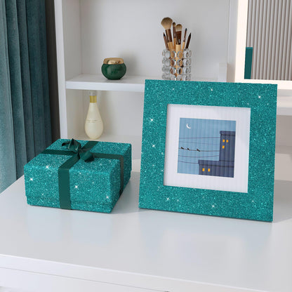 VaryPaper Teal Glitter Wallpaper Stick and Peel Decorative Glitter Contact Paper for Cabinets Craft Removable Self Adhesive Sparkle Teal Wall Paper for Girls Bedroom Accent Wall Covering 15.7''x78.7''