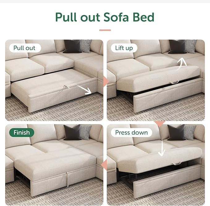 HONBAY Modular Sectional Sleeper Sofa Bed,