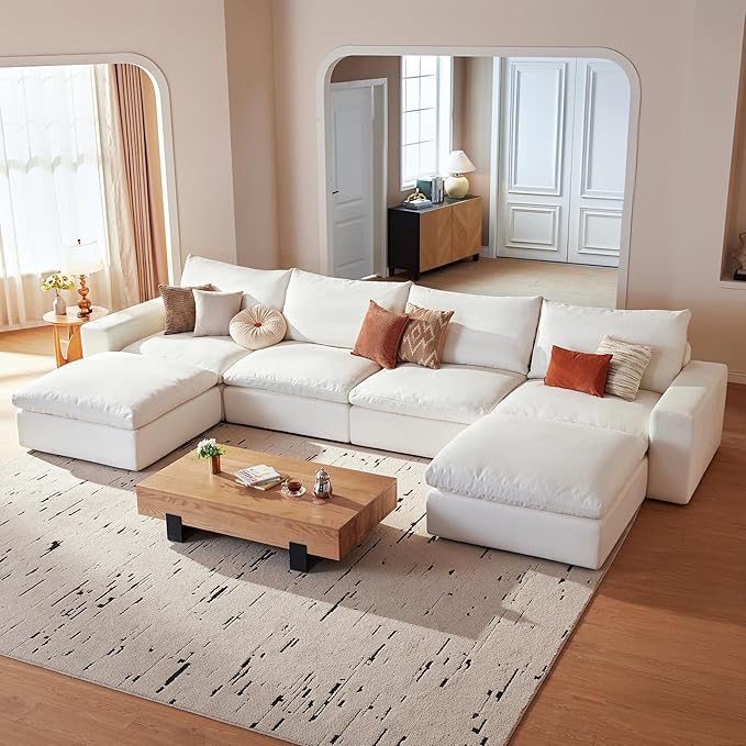Cloud Couch Sectional 146.5'' Oversized Modular Deep Seat Sofa U Shaped Comfy