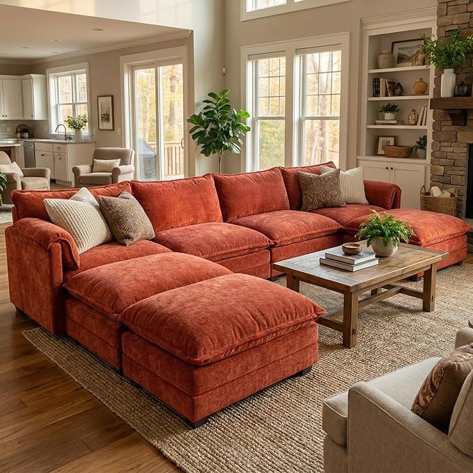 ELUCHANG Oversized 150" Modular Sectional Sofa, Comfy Cloud Couch, U Shaped
