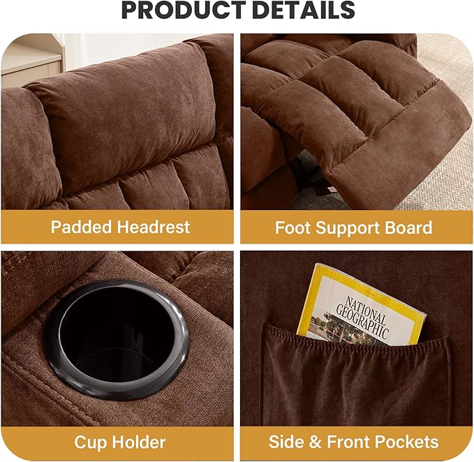 BOSMILLER Reclining Sofa with Cup Holders