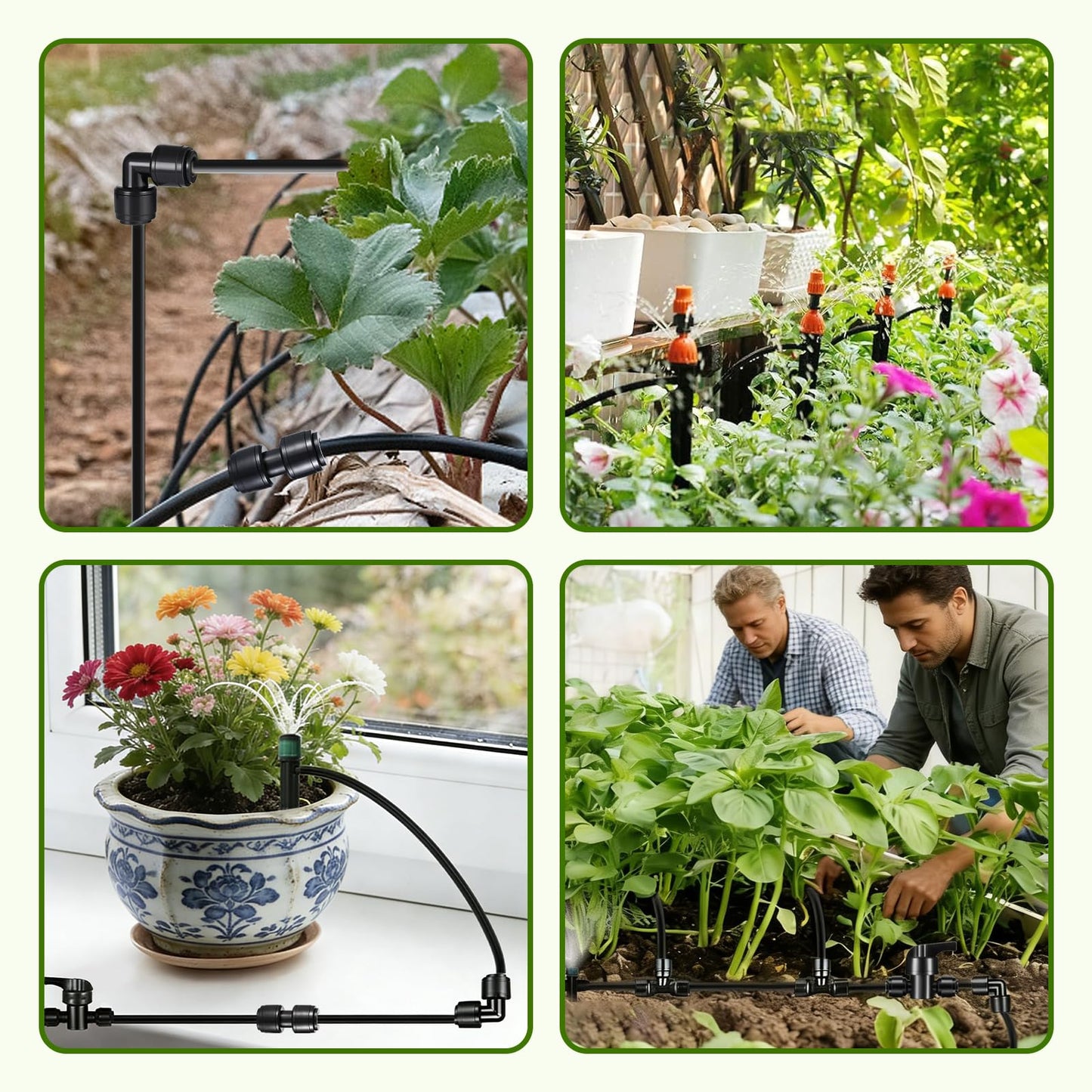 47 Pack Quick Connect 1/4" Drip Irrigation Fittings Kit, 1/4'' Drip Irrigation Tubing Push-to-Fit Connectors Parts- 5 Shut Off Valve, 10 Tees, 10 Couplings, 10 Elbows,10 End Plugs, 2 Faucet Adapters