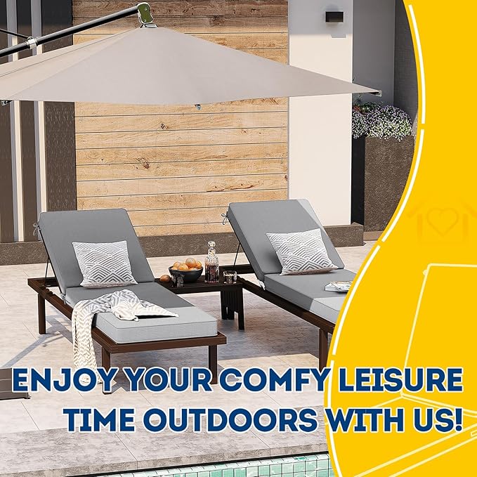 AAAAAcessories Outdoor Chaise Lounge Cushions, Fade-Resistant, Waterproof Patio