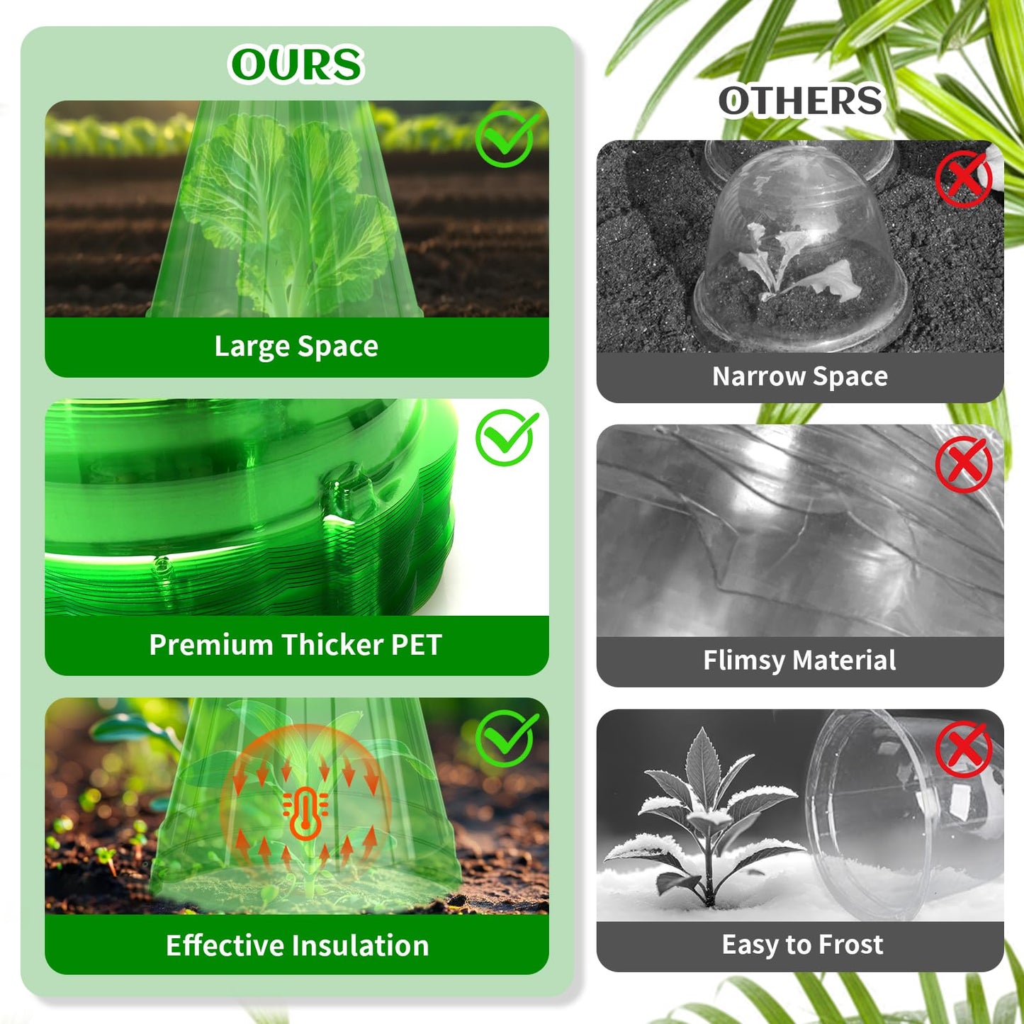 Webuys Garden Cloches for Plants, 30 Pack Garden Cloche with Rotary Vent, Reusable Bell Plant Covers, Plant Cloche Protectors from Animals Snails Birds Chickens, 7.9" H X 6.7" D (Green)