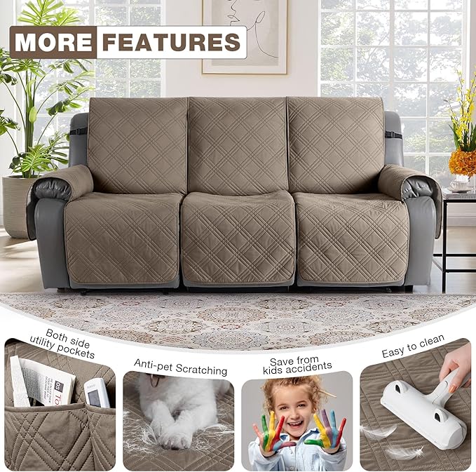 TAOCOCO 100% Waterproof Recliner Sofa Covers, Non Slip Split Couch Covers