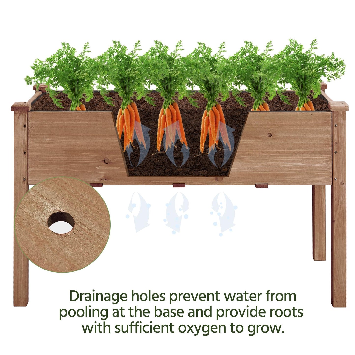 Yaheetech 1pc Raised Garden Bed 48x24x30in Elevated Wooden Horticulture Planter Box with Legs Standing Growing Bed for Gardening/Backyard/Patio/Balcony, Dark Brown