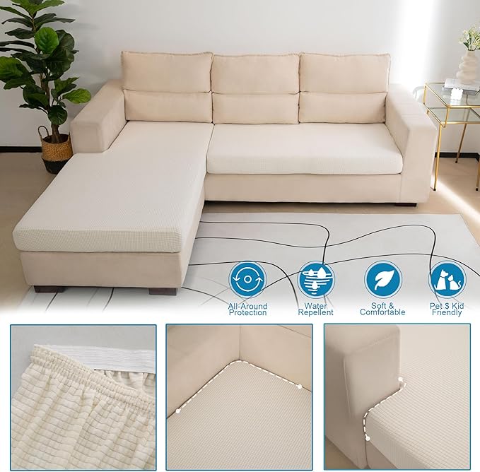 Water Repellent Couch Cushion Cover Loveseat Cover, Stretch Sectional Sofa Seat
