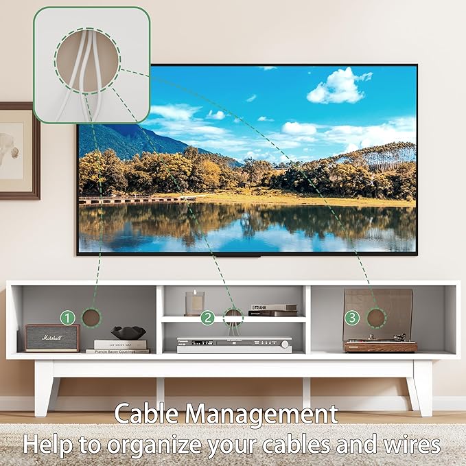 Fluted TV Stand for 55 65 Inch TV, Mid Century Modern Entertainment Center