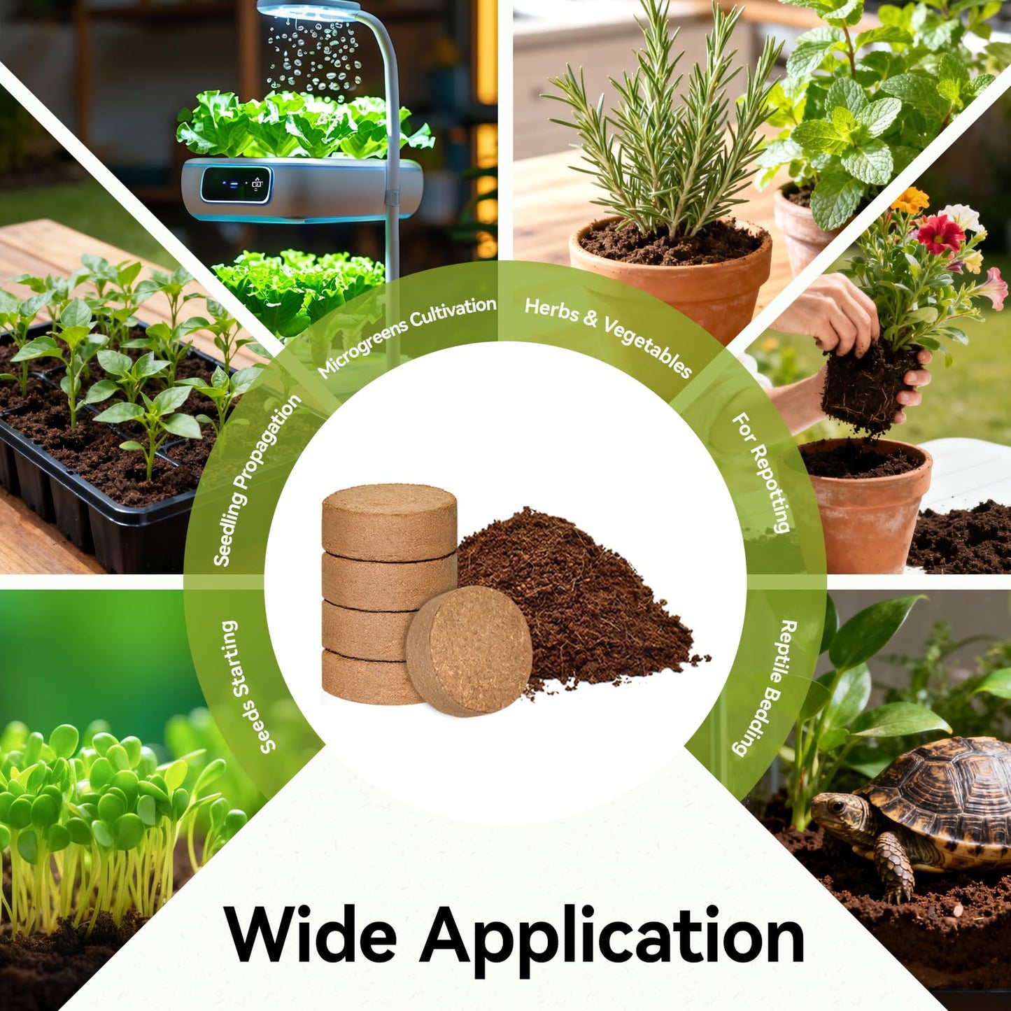 ZeeDix 100 Pack 30mm Organic Coco Coir Seed Starter Pellets, Compressed Coconut Fiber Seed Starter Soil Discs Potting Soil Mix for Indoor Outdoor Plants, Herbs Houseplants Bonsai Vegetables Flowers