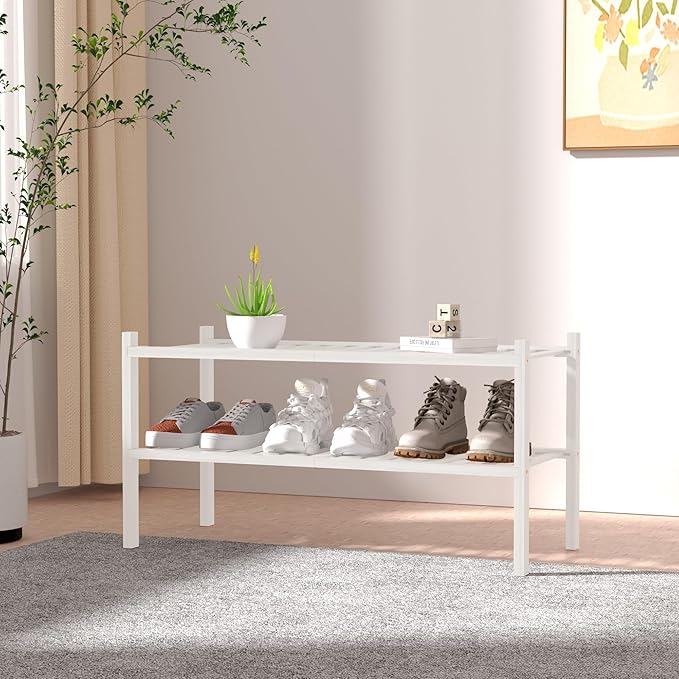 ROMGUAR CRAFT 2 Tier Bamboo Shoe Rack