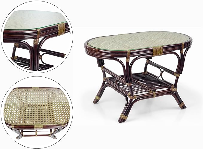 Malibu Lounge Set of 4: 2 Natural Rattan Wicker Chairs, Three-Seater Sofa