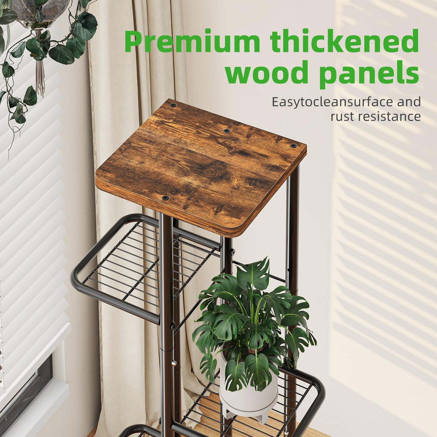 Simple Trending Plant Stand Indoor Outdoor, 6 Tier Plant Shelf, Tall Corner Flower Pot Holder, Metal Display Rack for Patio Balcony Living Room,Brown