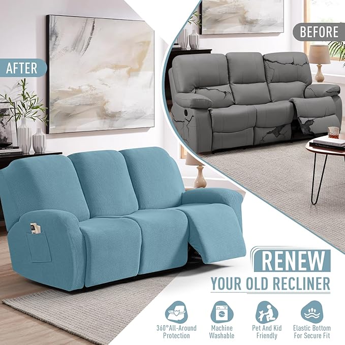 TAOCOCO Recliner Sofa Covers 8-Pieces Stretch Large Couch Covers