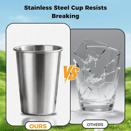 Unbreakable 10 oz Stainless Steel Kids Cups (5 Pack) - BPA-Free Premium Stackable Metal Pint Cups for Home, Outdoor & Children's Daily Use