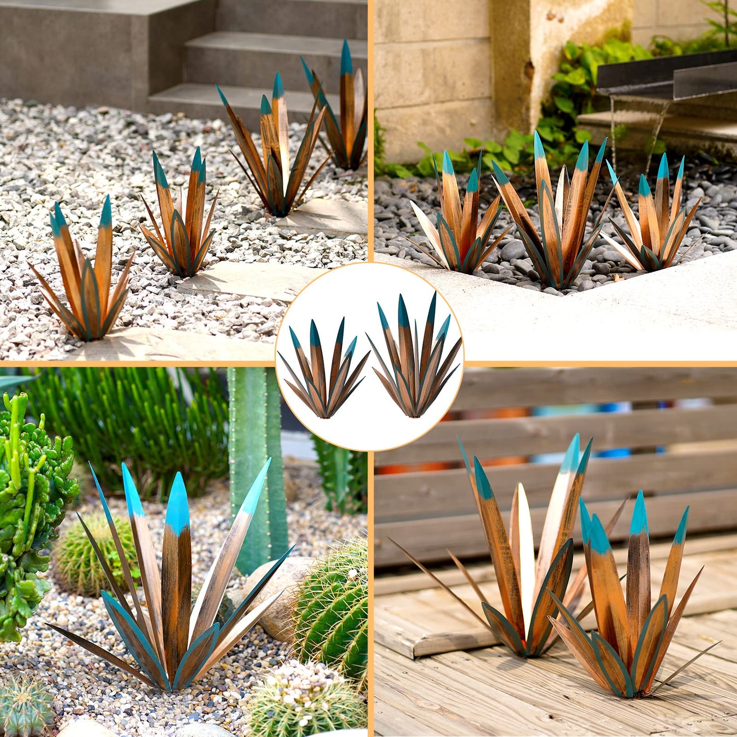 VChymm 2pcs Metal Country Tequila Sculpture DIY Plant Home Decor Garden Ornament Indooutdoor Statuette Patio Lawn Stake Decoration Gift 16"