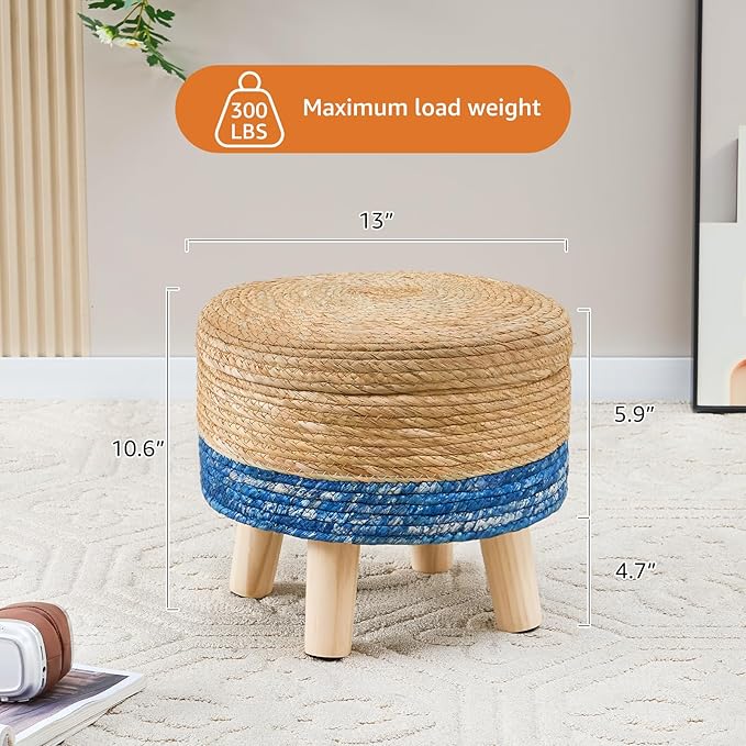 Cpintltr Storage Ottoman Poufs Handwoven Footstool Natural Seagrass Round