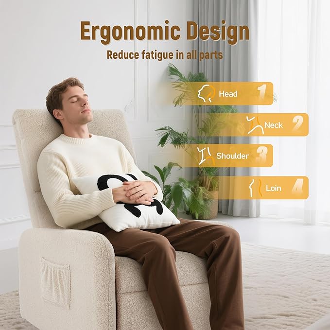 Korser 360° Rocking Chair, Nursery Rocker Chair