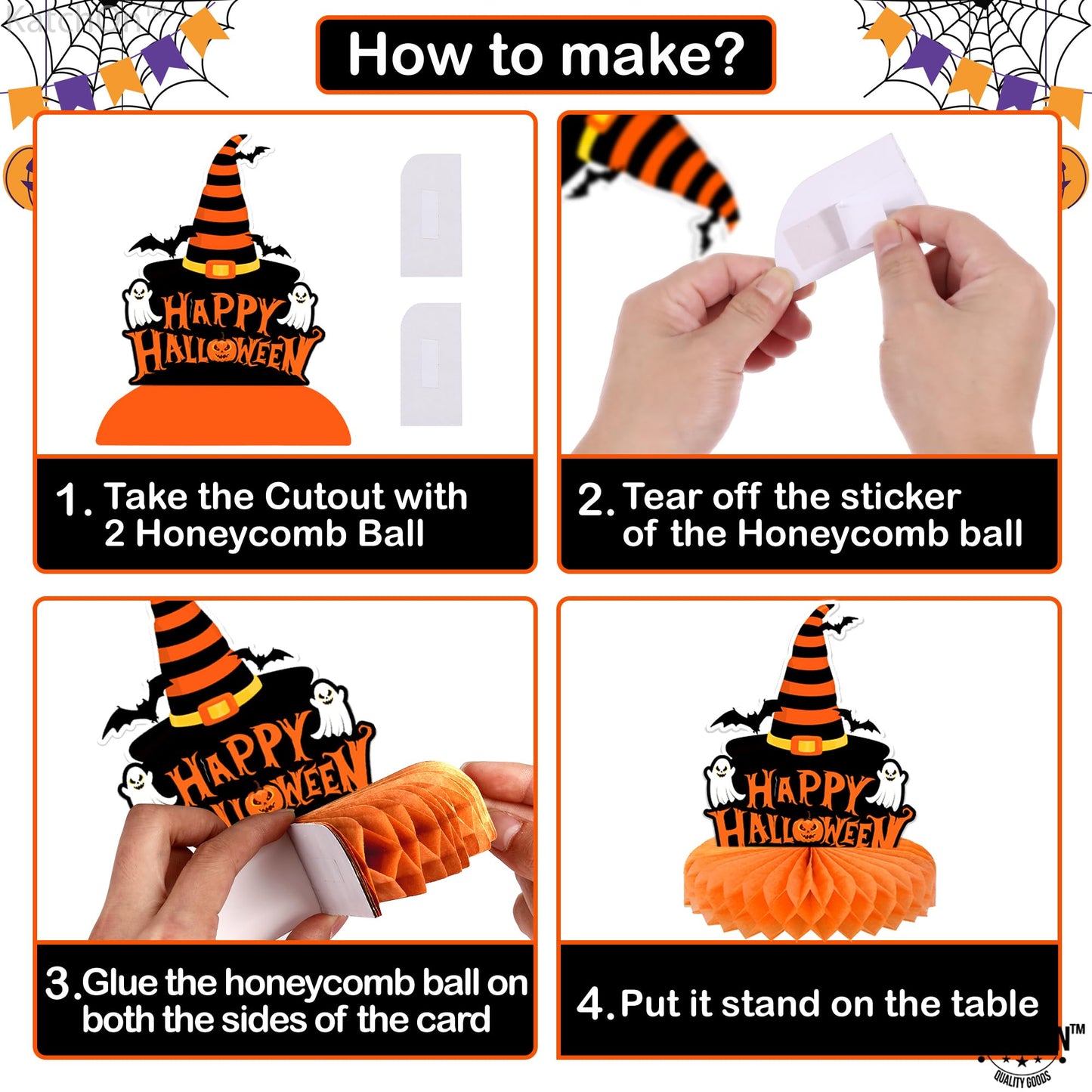 KatchOn, Halloween Centerpieces for Tables - Pack of 9 | Witch Centerpiece, Halloween Table Decorations | Orange and Black Spooky Summerween Party Decorations | Summerween Decor