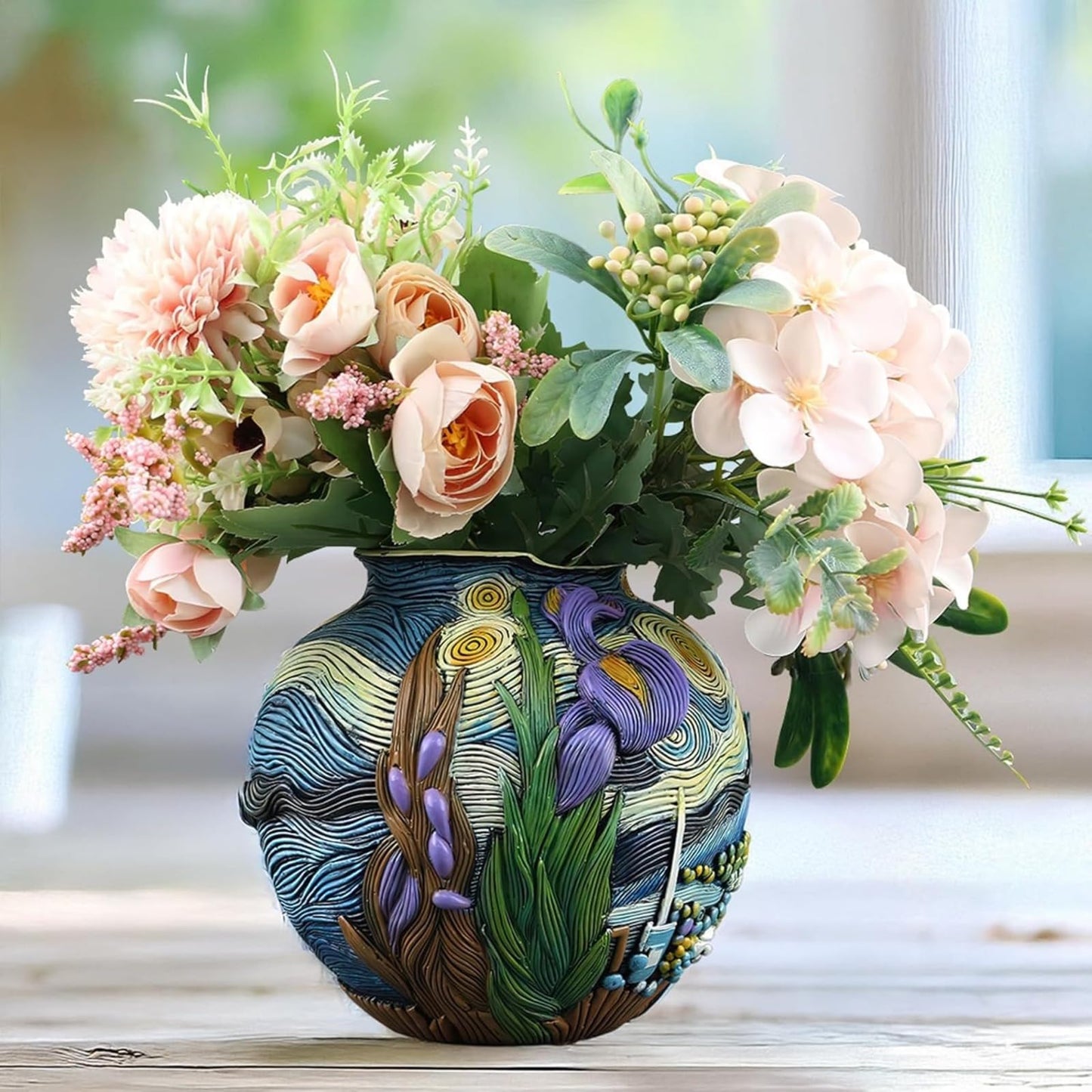 Starry Night Vase Plant Pot Unique Planters for Indoor Plants and Outdoor Plants - Unique Plant Pots and Vases for Home Decor Pot Comes with a Drainage Hole