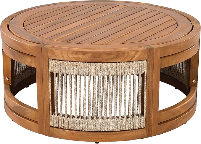 Christopher Knight Home Nesbit 4 Pieces Conversation Set, Acacia Wood Chat Set