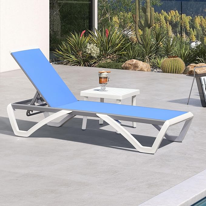 PURPLE LEAF Patio Chaise Lounge Chair Set Outside Aluminum Plastic Stackable