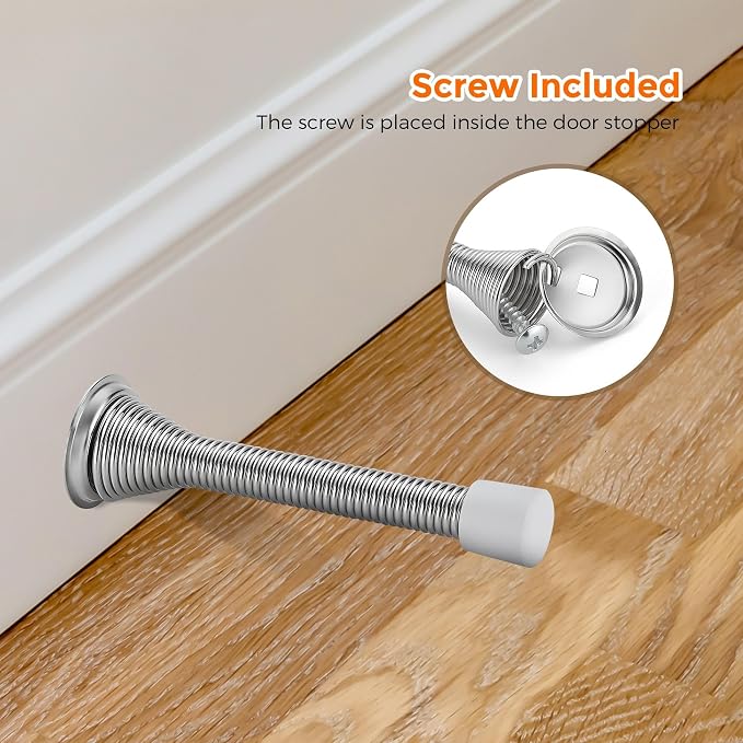 Ravinte Door Stoppers, 36 Pack Satin Nickel Spring Door Stops with Rubber Bumper, Door Stoppers for Bottom of Door