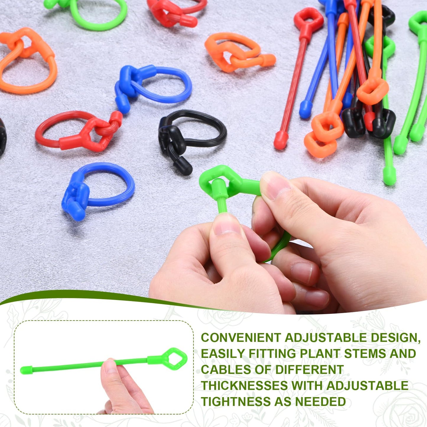 M METERXITY 12-Pack Adjustable Plant Ties, 6inch/15.24cm Silicone Flexible Multi-Function Sturdy Garden Twist Tie for Plant Support/Tree/Shrub/Vine, Reusable Support Twine [Green]