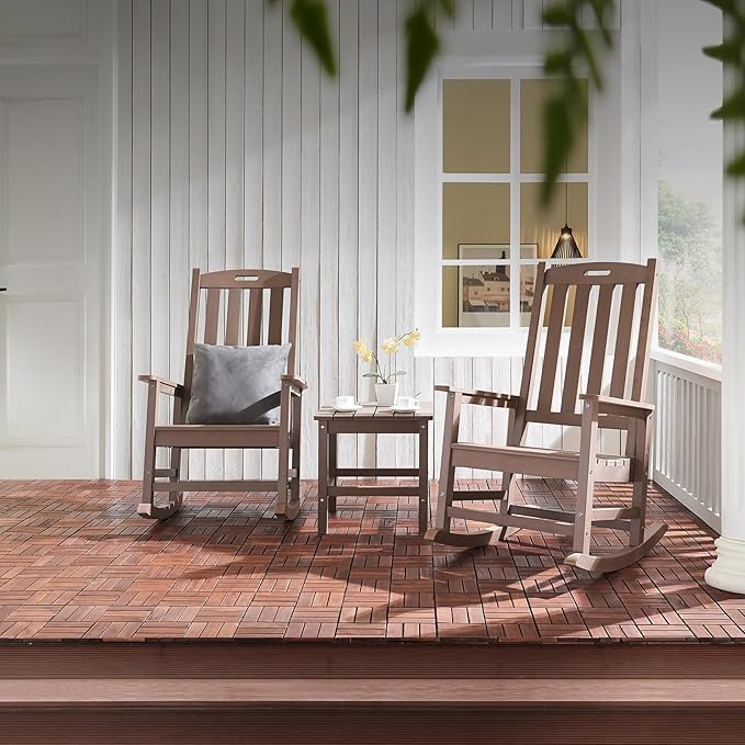 Psilvam Oversized Outdoor Rocking Chair Set of 2, Porch Rocker