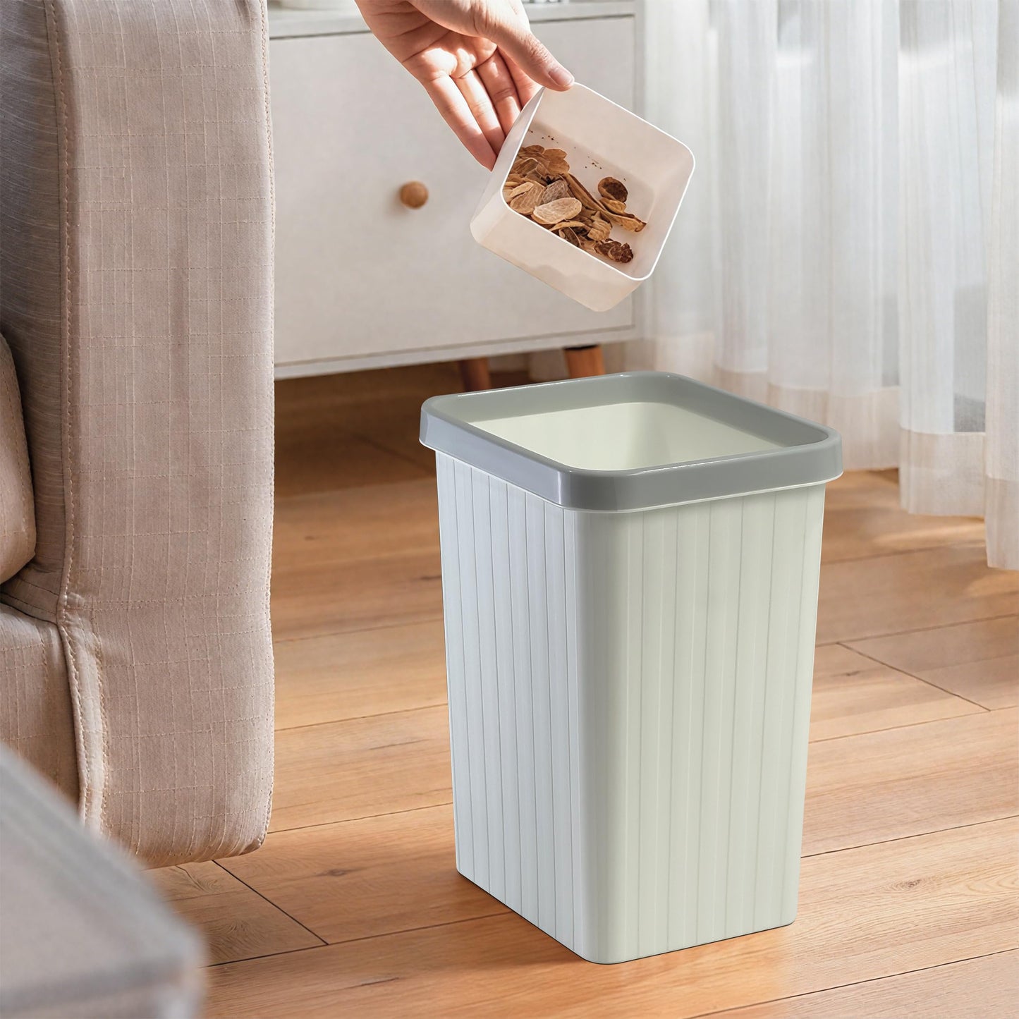Soddeph 3.2 Gallon Plastic Small Trash Can,Rectangular Wastebasket, Waste Basket,Garbage Container for Bathroom, Kitchen, Bedroom, Office, Home, Dorm Room (1, White)