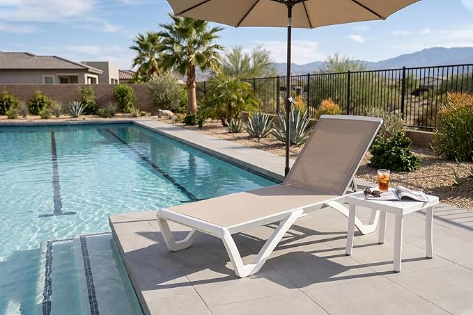 PURPLE LEAF Patio Chaise Lounge Chair Set Outside Aluminum Plastic Stackable