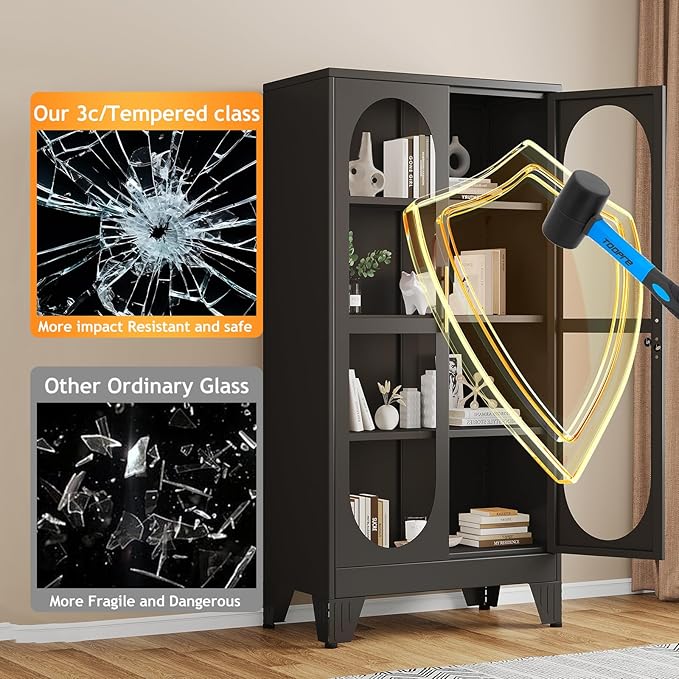 PAOFIN 61" H Locking Display Cabinet