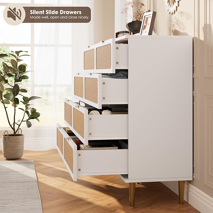 GarveeHome Rattan 8 Drawer Dressers