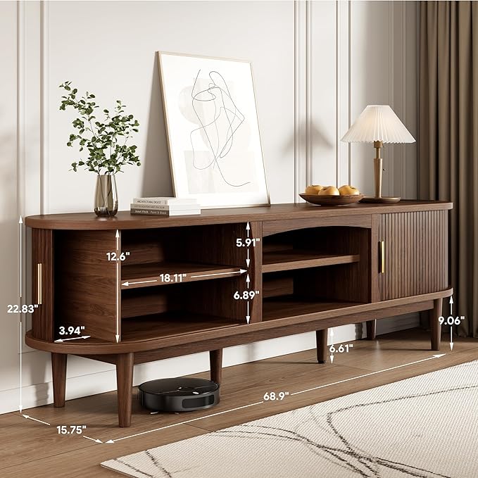 Decofy Mid Century TV Stand for TVs up to 80 Inches, Entertainment Center