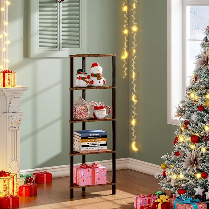 TUTOTAK Corner Shelf, 5-Tier Corner Bookshelf