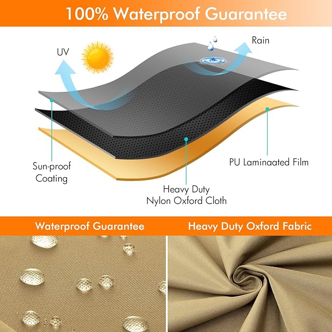 WLEAFJ Patio Chaise Lounge Cover Waterproof, Heavy Duty Outdoor Lounge Chair