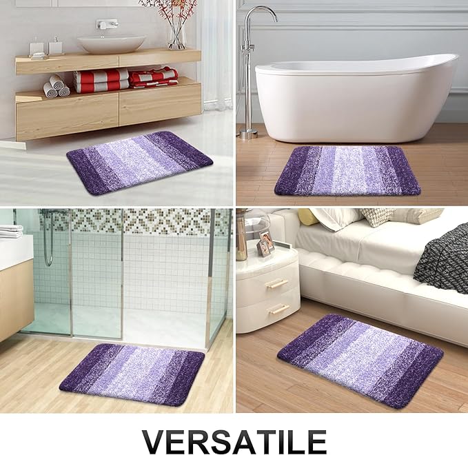 OLANLY Large Bathroom Rugs Mat 45x27, Extra Soft Absorbent Microfiber Bath Rugs, Rubber Backing, Quick Dry, Machine Washable Bath Mat for Bathroom Floor, Tub and Shower, Home Decor Accessories, Violet