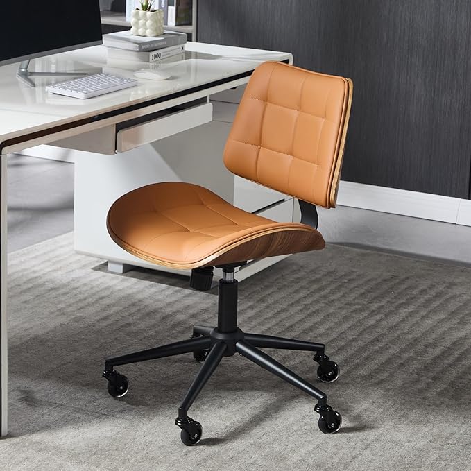 Home Office Desk Chair with Wheels, Adjustable Height Armless Office Chair