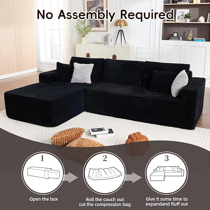Opiesit 108" Boneless Couches for Living Room, Modular Sectional Sofa