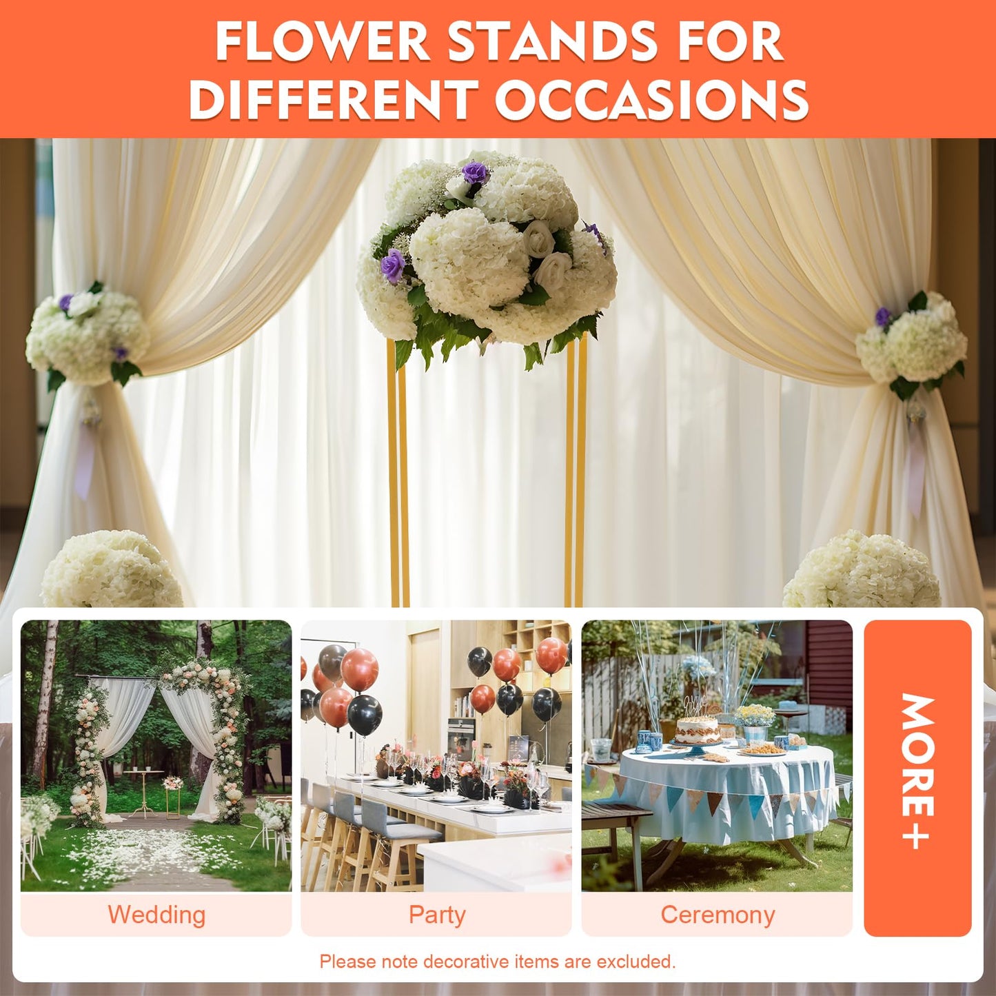 Kangten 10pcs Wedding Flower Stand Column - Geometric Metal Gold Centerpieces Vase for Tables - Rectangular Flower Display Rack for Valentine's Day Wedding Party Table Decoration Supply
