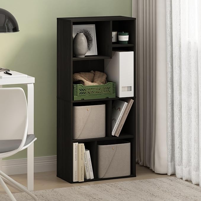 Furinno DALY Book Shelf, 7-Cube Bookshelf, Cube Storage Organizer Bookcase