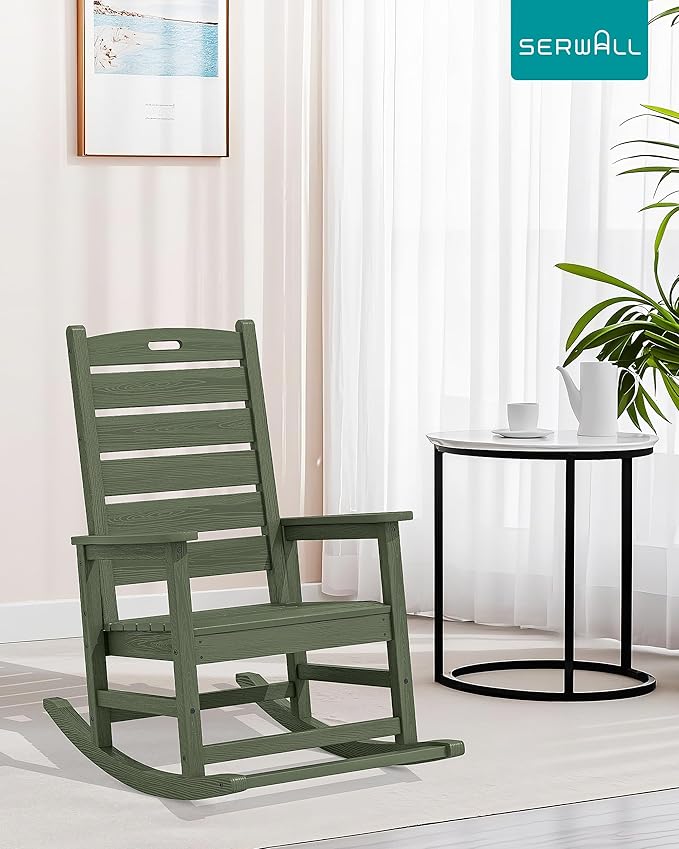 SERWALL Outdoor Rocking Chair, Oversized Rocking Chair