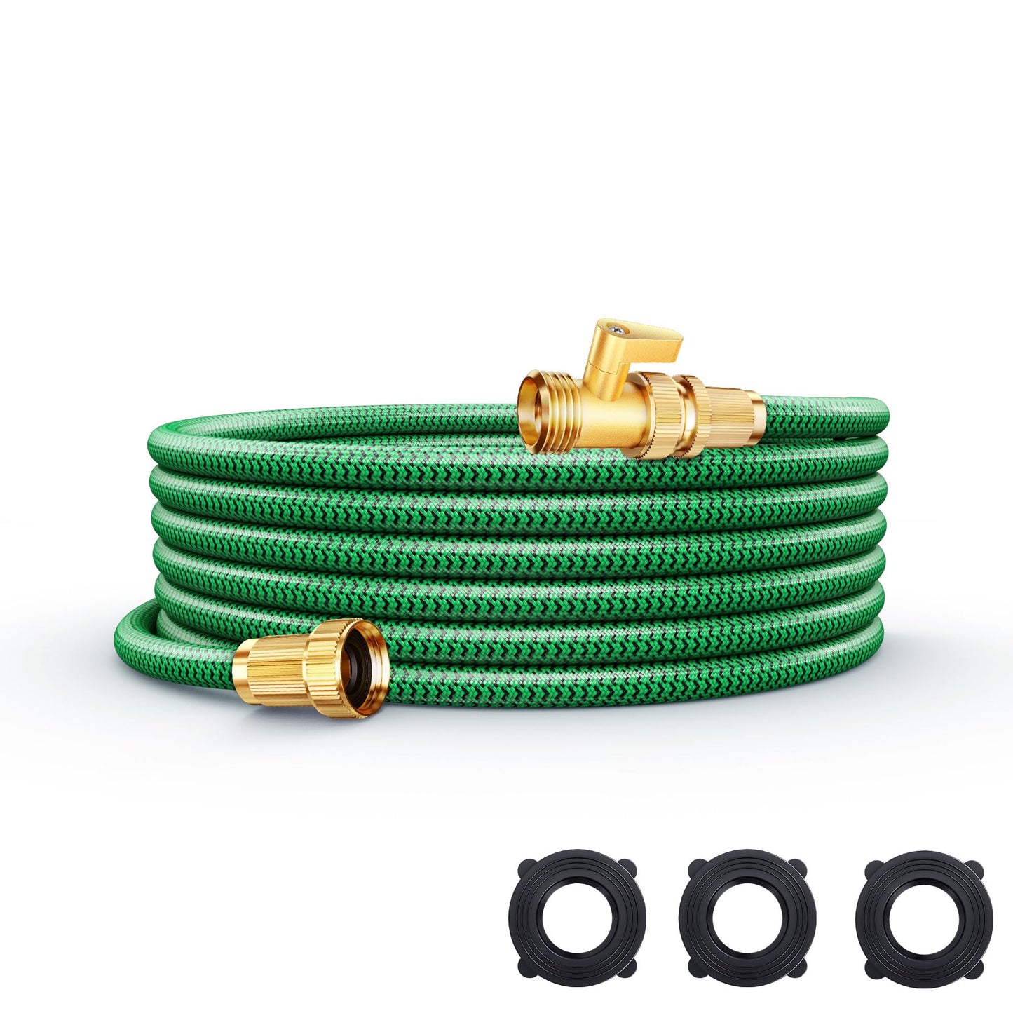 Non-Expandable Garden Hose 25ft, Flexible Water Hose with High-Density Fabric & Leak-Proof Metal Interface, Kink Resistant Wearproof Water Pipe for Gardening, Car Wash, Lawn, Yard