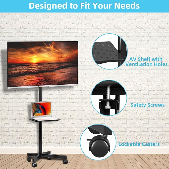 Mobile TV Carts on Wheels for 21-60 Inch Flat/Curved Panel Screens TVs