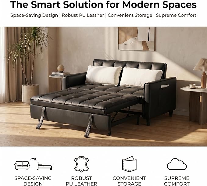 3 in 1 Convertible Sofa Bed, Loveseat Sleeper Sofa