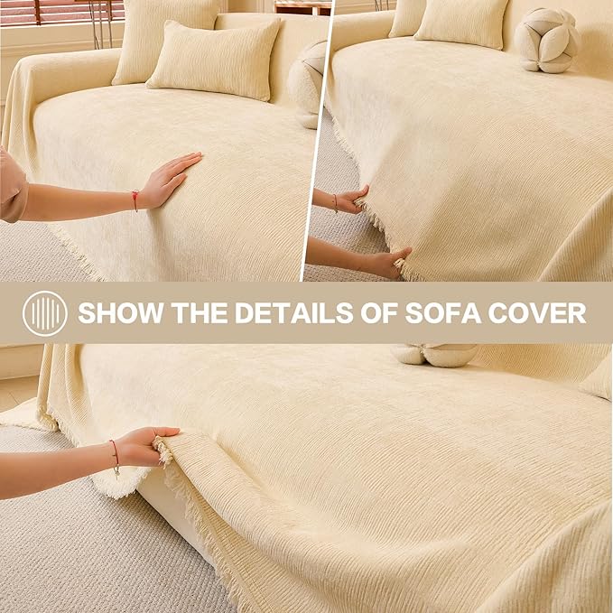 DREAMINGO Chenille Sofa Cover Washable Pet Couch Protector Cover Textured Couch