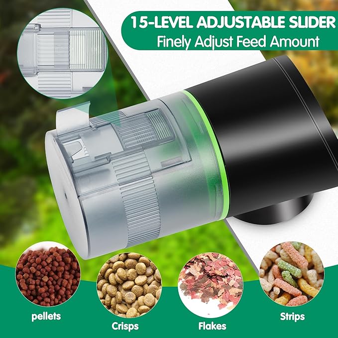 Ycozy Automatic Fish Feeder Rechargeable with USB Cable Moisture-Proof Intelligent Electric Fish/Turtle Feeder for Aquarium & Fish Tank (Plug Powered-EV)
