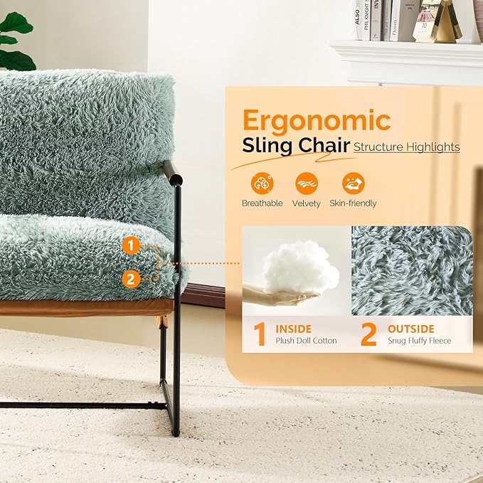 VINGLI 28" Wide Plush Upholstery Sling Modern Accent Chairs Set of 2, Reading