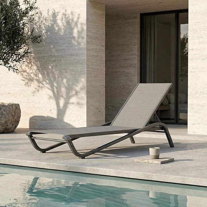 Adjustable Patio Chaise Lounge Chair, Outdoor Pool Lounger